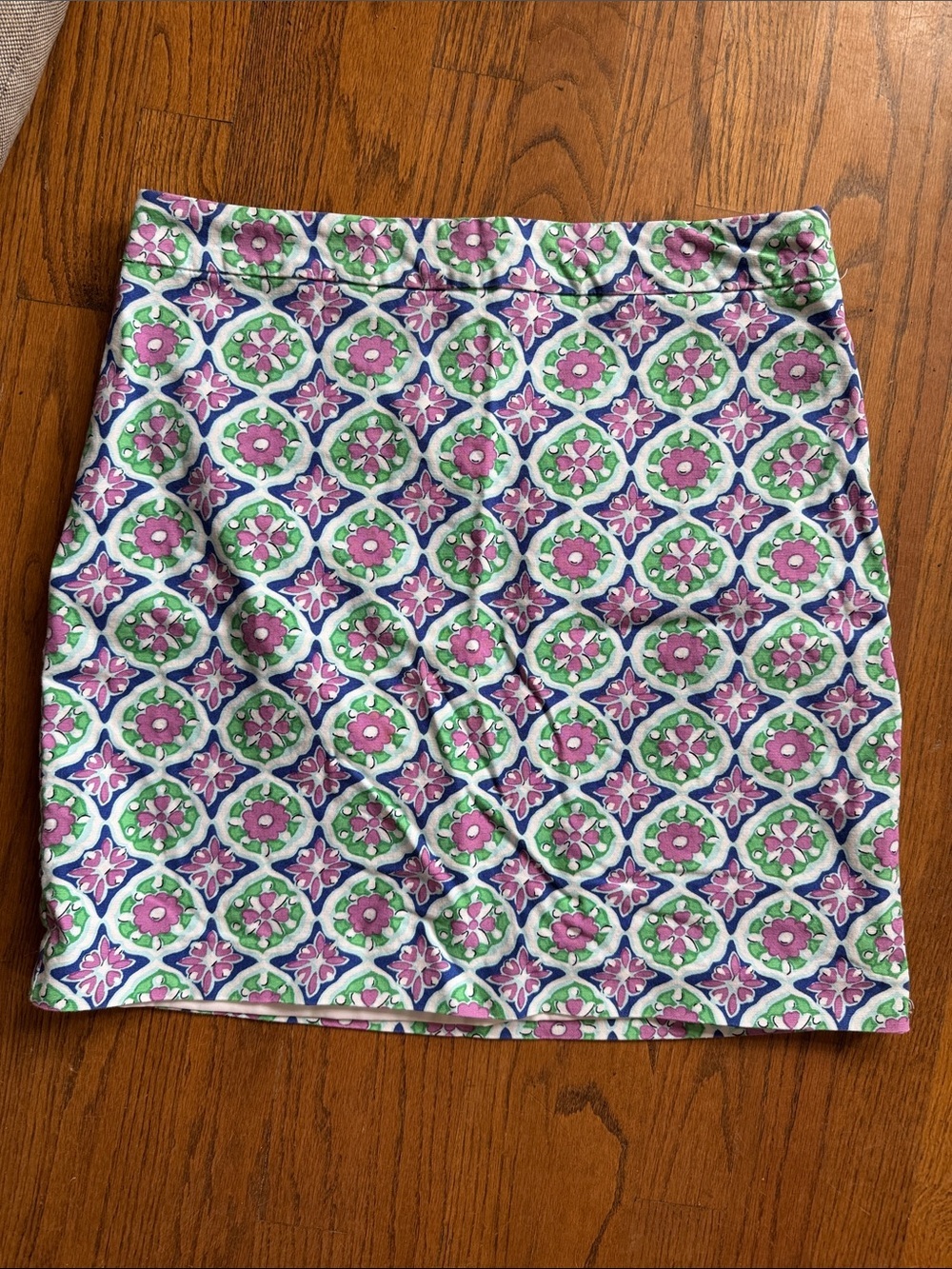 Talbots Pink and Green Tile-Print Pencil Skirt